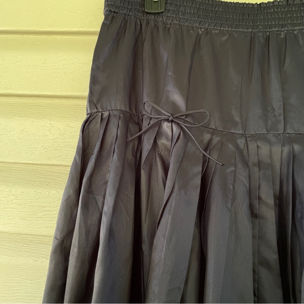 Boston Proper Navy Blue Satin A-Line Flounce Maxi Longline Skirt Size XS - Picture 6 of 9